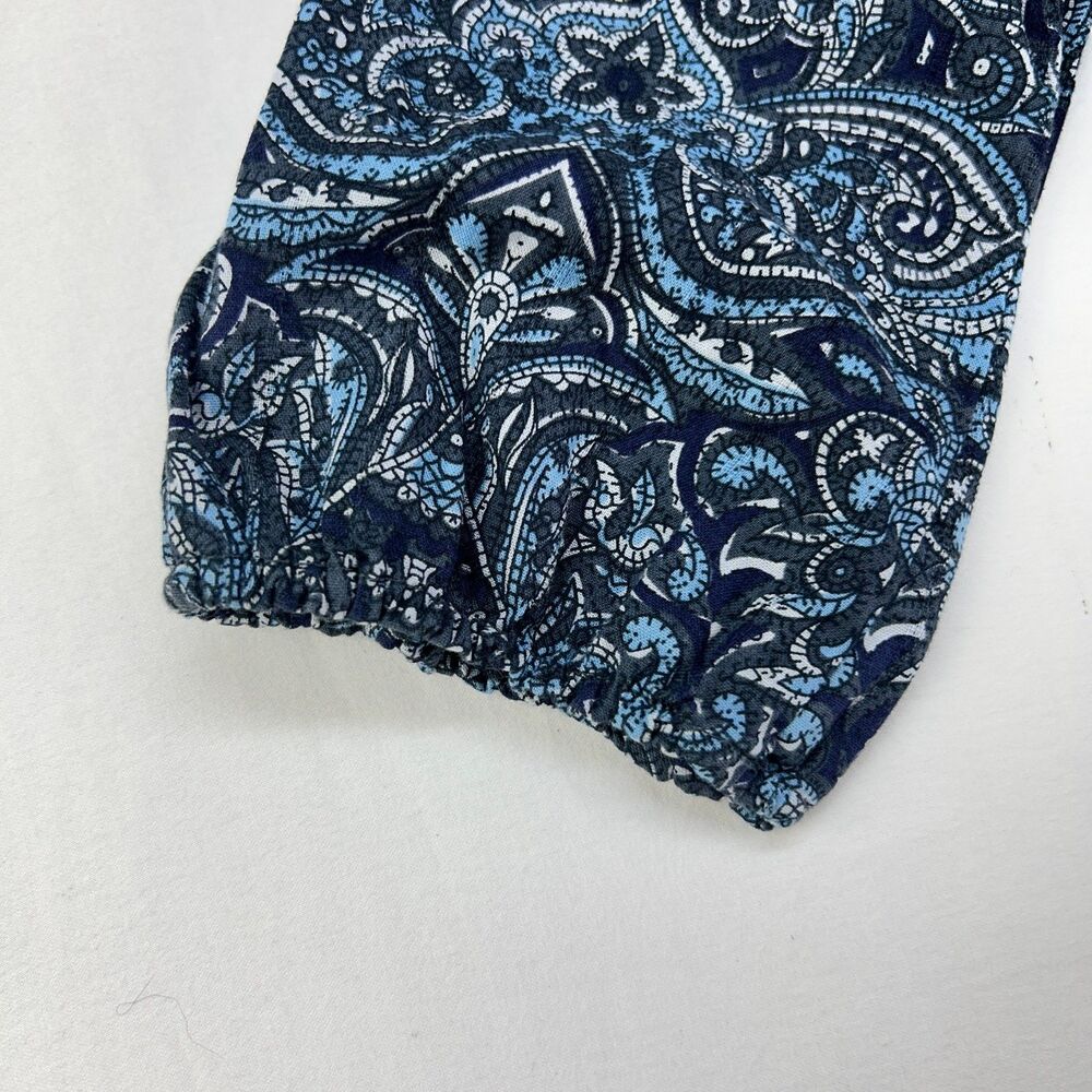 Lucky Brand Live in Love Boho Blue Paisley Print CottageCore Sz M - Picture 5 of 8